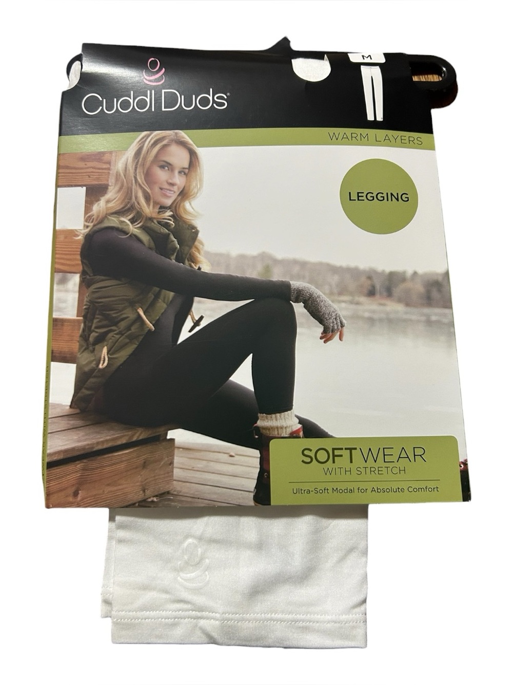 Cuddl Duds Women’s White SoftWear Leggings - Stretch Modal Layer